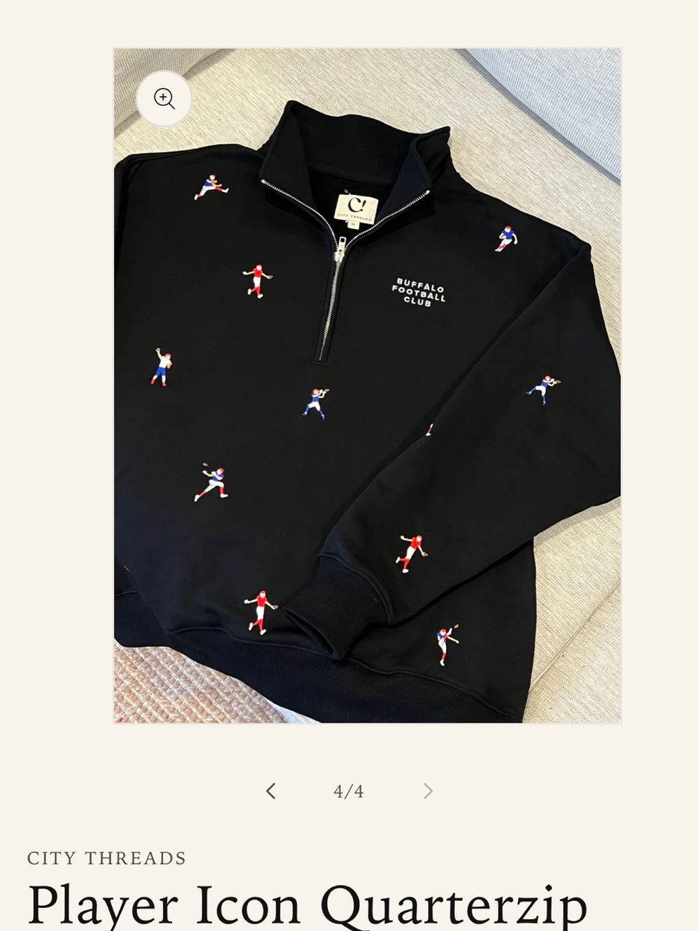 City Threads Black Quarter-Zip Sweater with Multicolor Player Icons